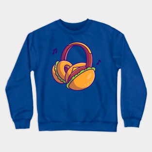 Burger Headphone Cartoon Crewneck Sweatshirt